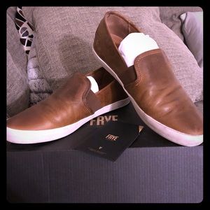 Frye leather slip on shoes. Only worn twice